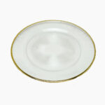 CLEAR CHARGER PLATE WITH LINES AND GOLD RIM