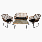 OUTDOOR BROWN SET (1 SOFA, 2 ARMCHAIRS AND COFFEE TABE)