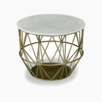 COFFEE TABLE - GOLD WHITE MARBLE TOP 60CM