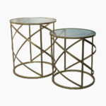 COFFEE TABLE - ROUND GOLD WITH GLASS SET OF 2