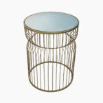 COFFEE TABLE - ROUND GOLD WITH MIRROR 42CM