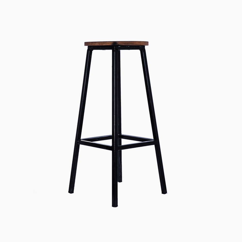 84 - METAL STOOL WITH WOOD TOP