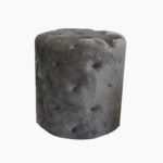 POUFFE - VELVET ROUND GREY