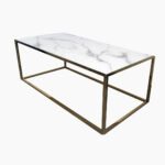 COFFEE TABLE - GOLD RECTANGLE WITH MARBLE TOP