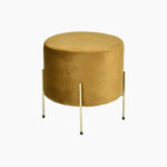 POUFFE - ROUND CAMEL WITH GOLD LEGS