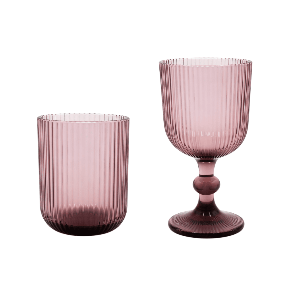 528-527 (3) PINK WITH LINES GLASSES - Image 1