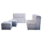 MODULAR SOFT GREY SOFA SET - 2 SOFA, POUFFE AND COFFEE TABLE