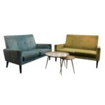 LOVE SEAT SOFA SET - LIGHT GREEN, LIGHT BLUE