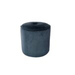 POUFFE - VELVET ROUND BLUE