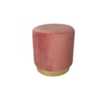 POUFFE - VELVET ROUND PINK WITH GOLD DETAIL 38X38CM