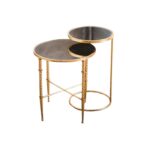 COFFEE TABLE - GOLD WITH MIRROR TOP SET OF 2