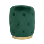 POUFFE - VELVET ROUND GREEN WITH GOLD DETAIL 37X46CM