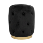 POUFFE - BLACK ROUND POUFFE WITH GOLD DETAIL 37X46CM