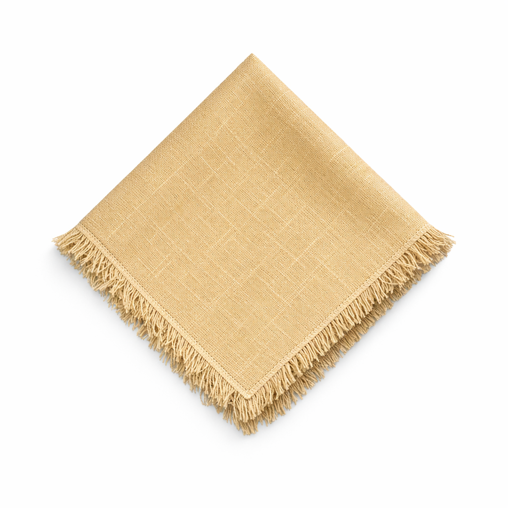 Designer (48) NAPKIN - LINEN THEROS BEIGE WITH FRINGE - Image 1
