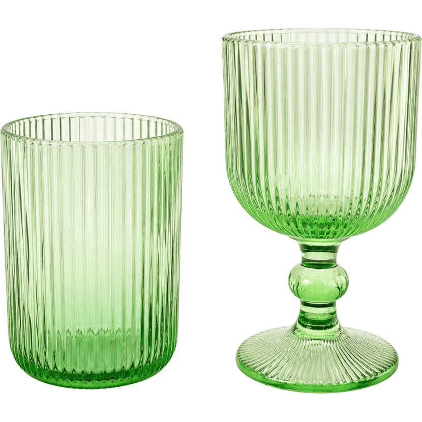 002 (2) GREEN WITH LINES GLASSES - Image 1