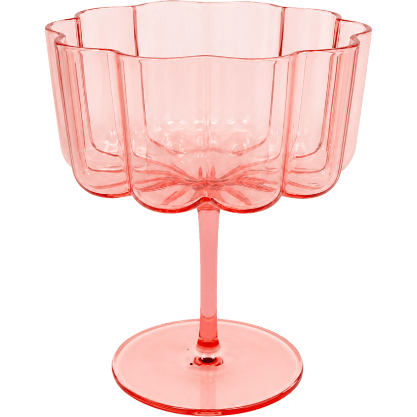 004 (2) FLOWER SHAPED PINK GLASS - Image 1